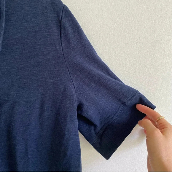 BANANA Republic Heathered Navy Blue Cropped Short Sleeve Polo Preppy T-Shirt L - Picture 5 of 9